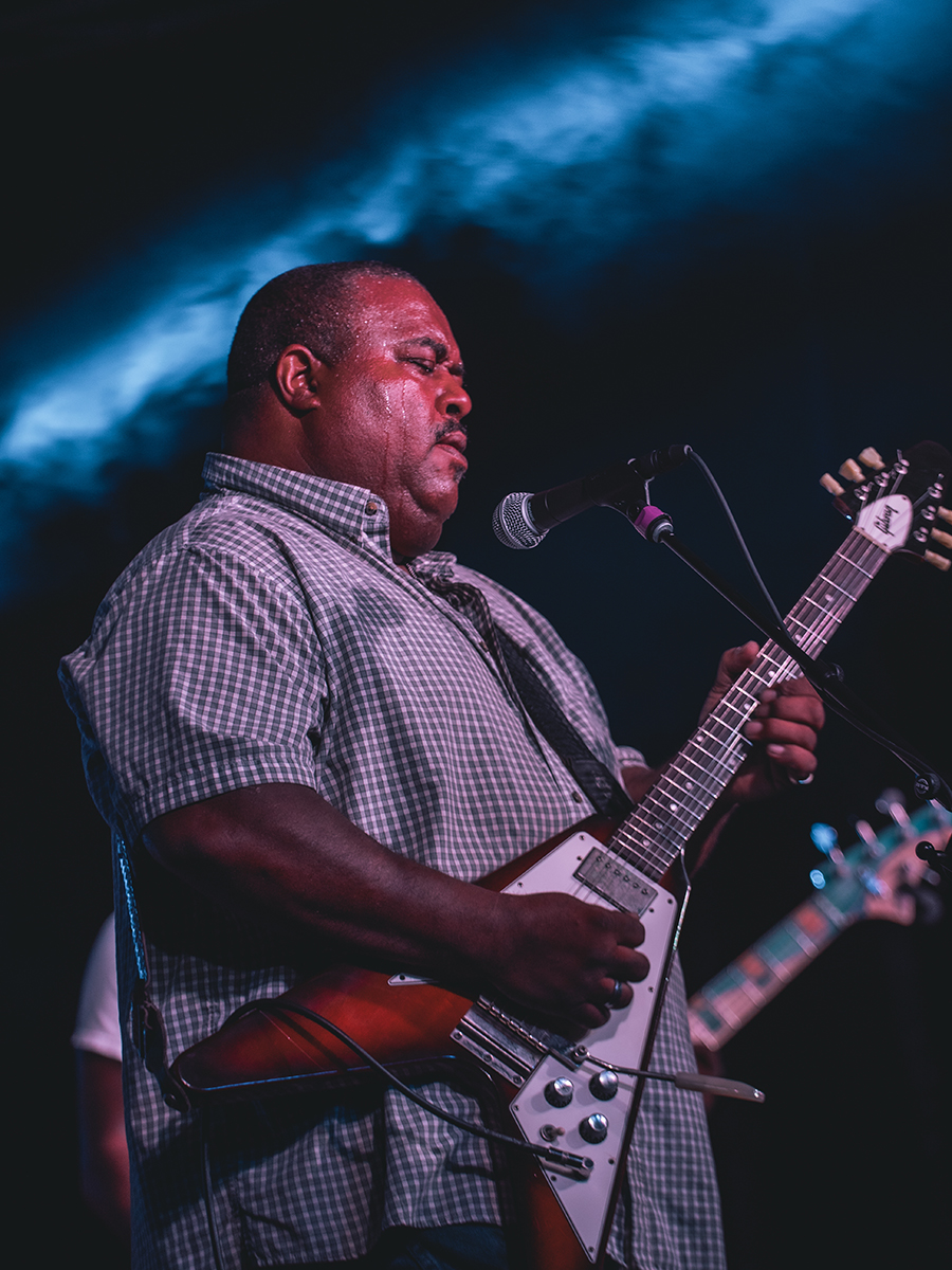 A guitarist performs at the Lighthouse Blues Festival.