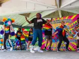 Performers on stage at Kincardine Pride dance.
