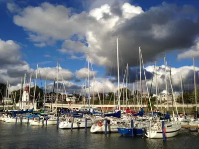 Boats in their slips at the Kincardine Marina.